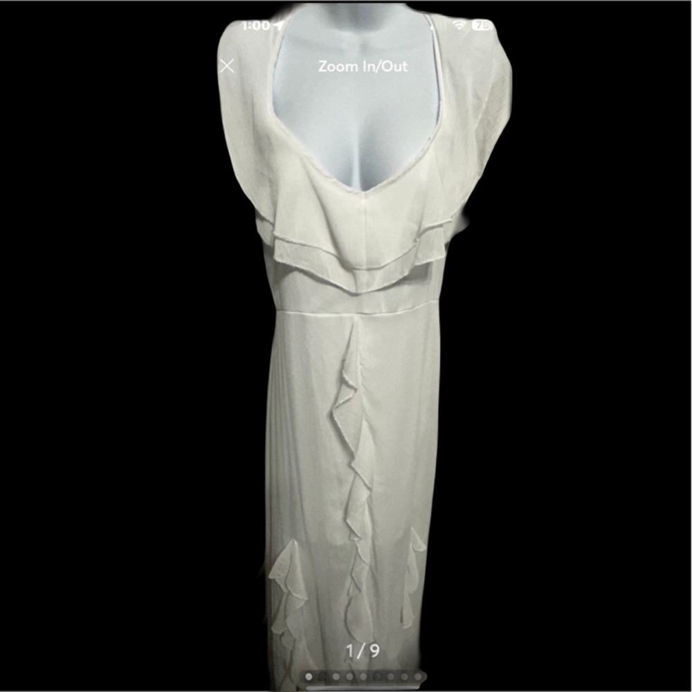 Boohoo White Asymmetrical Ruffle Dress